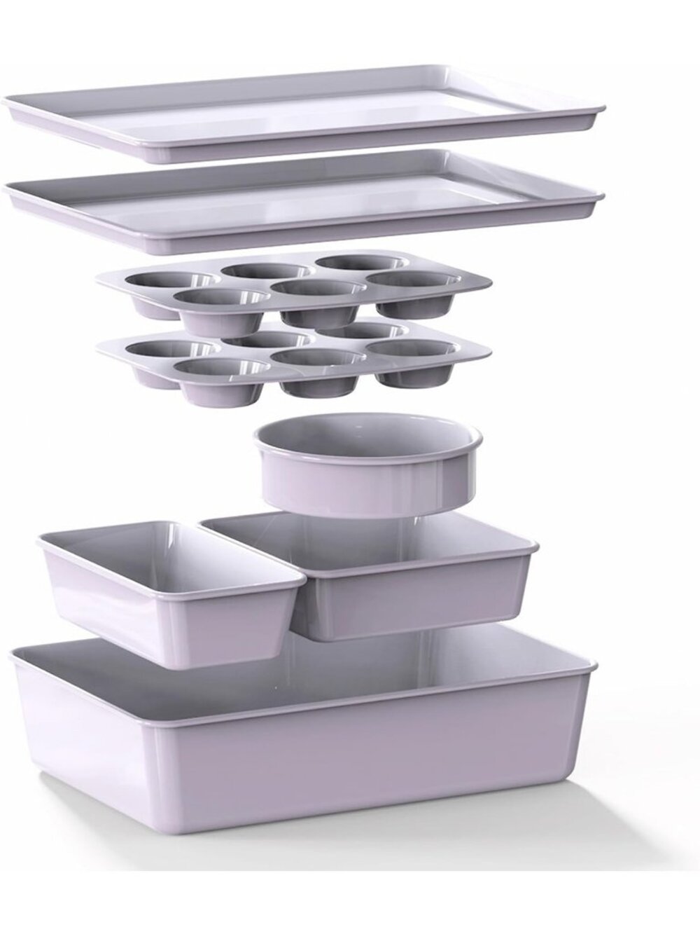 8-Piece Lavender Ceramic-Coated Nonstick Baking Pan Set with Baking Sheets
